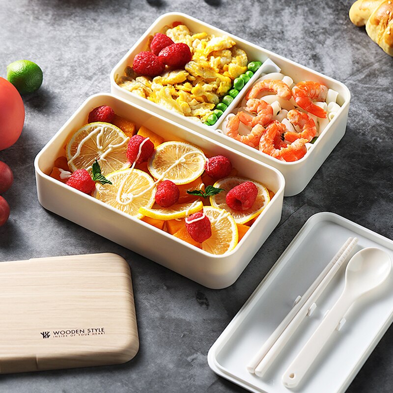 Microwave Double Layer Wooden  Lunch Box