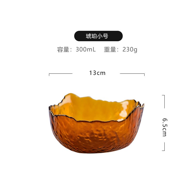 Irregular Gold  Glass Salad Bowl (6 Colors)