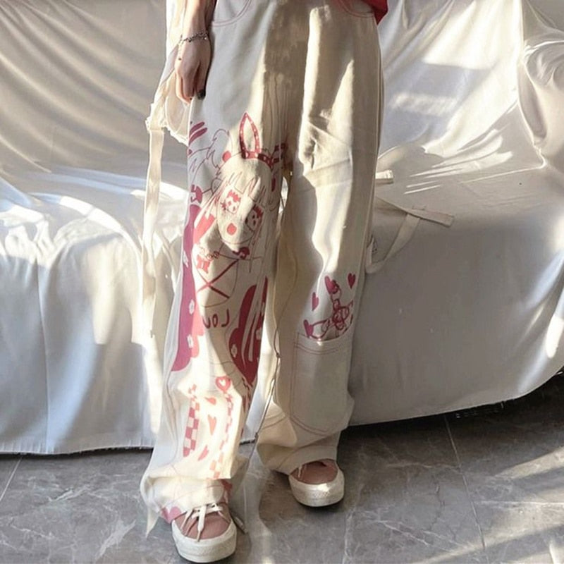 Pink Anime Wide Leg Pants