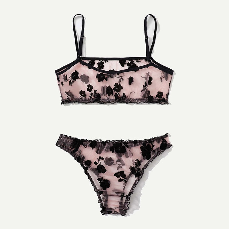 Lingerie Set Floral Full Cup Bra
