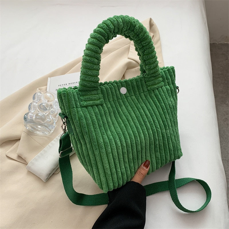 Bucket Shoulder Corduroy Bag
