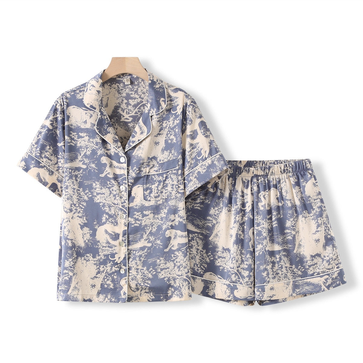 Casual Silk  Two-piece Pajama Set