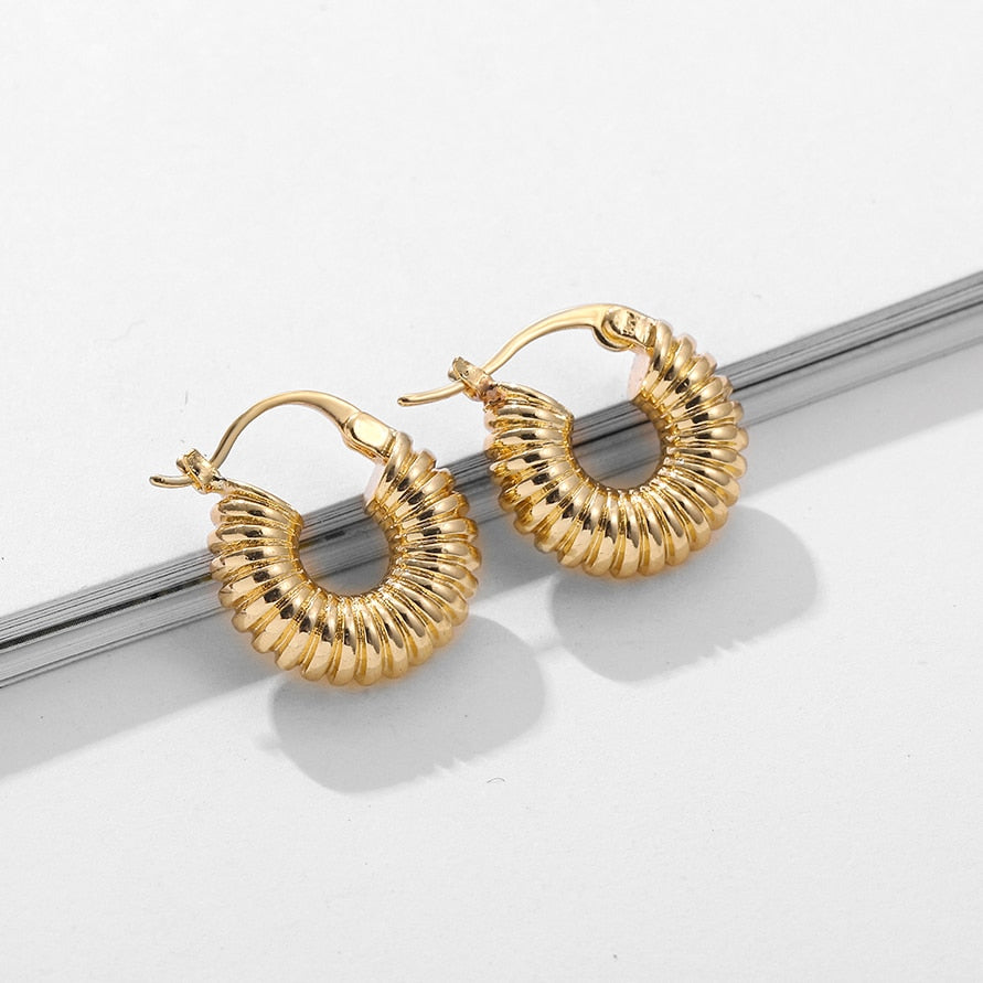 Minimalist Geometric Twist Hoop Earrings