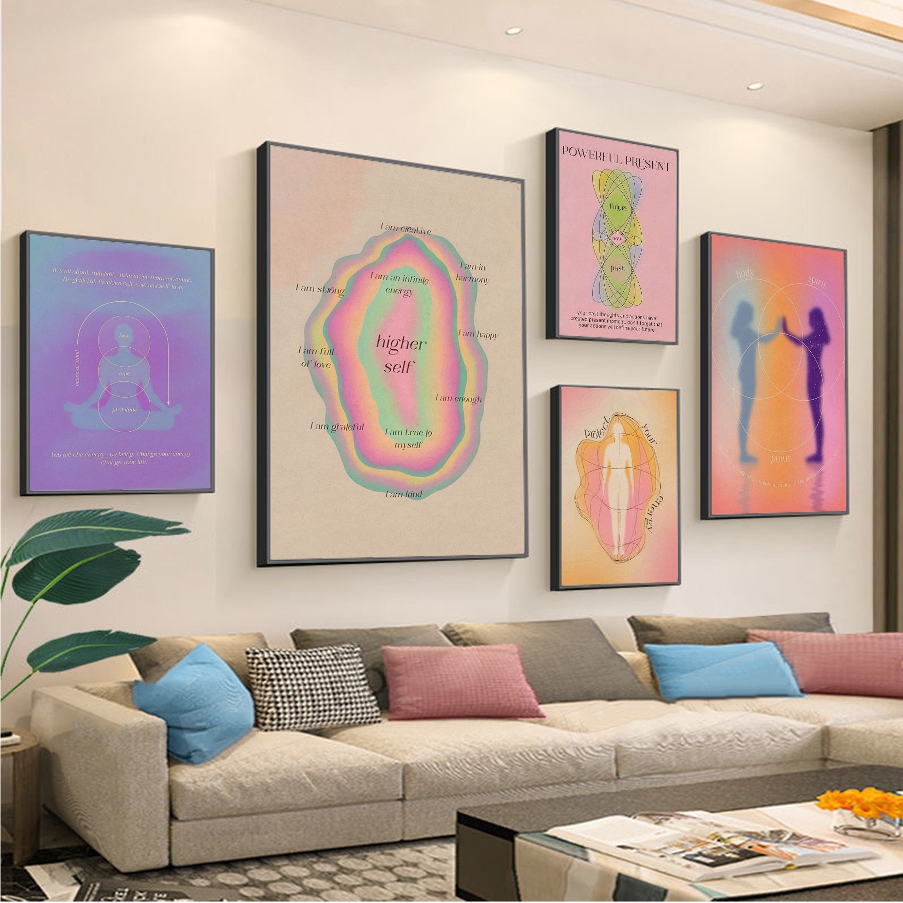 Psychedelic 70s Grainy Gradient Spiritual Energy Wall Art