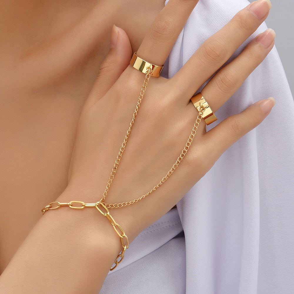 Pearl Chain Bracelet Ring