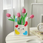 Small Hand Painted Bag Flower Vases Ceramic