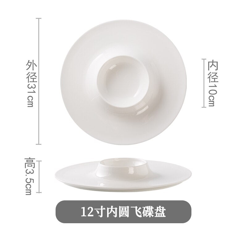 White Ceramic Steak Plate
