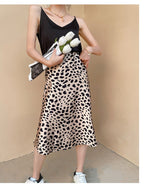 Slik Satin Leopard Print Midi Skirt