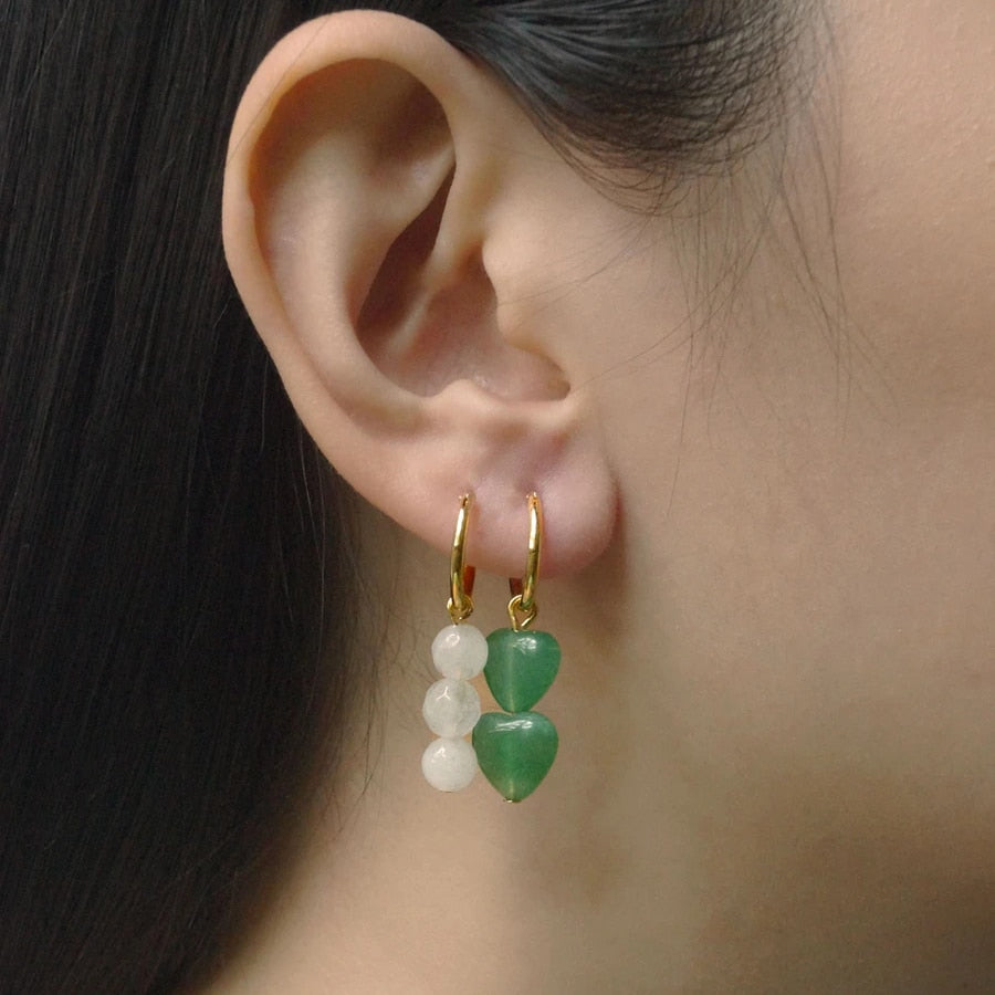 Natural Stone Hoop Earrings