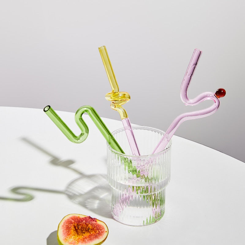 Floriddle Glass Twist Reusable Straws