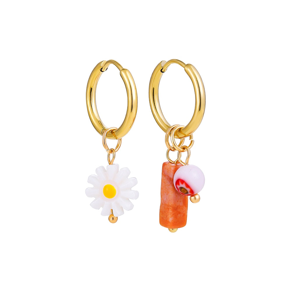 Natural Stone Hoop Earrings