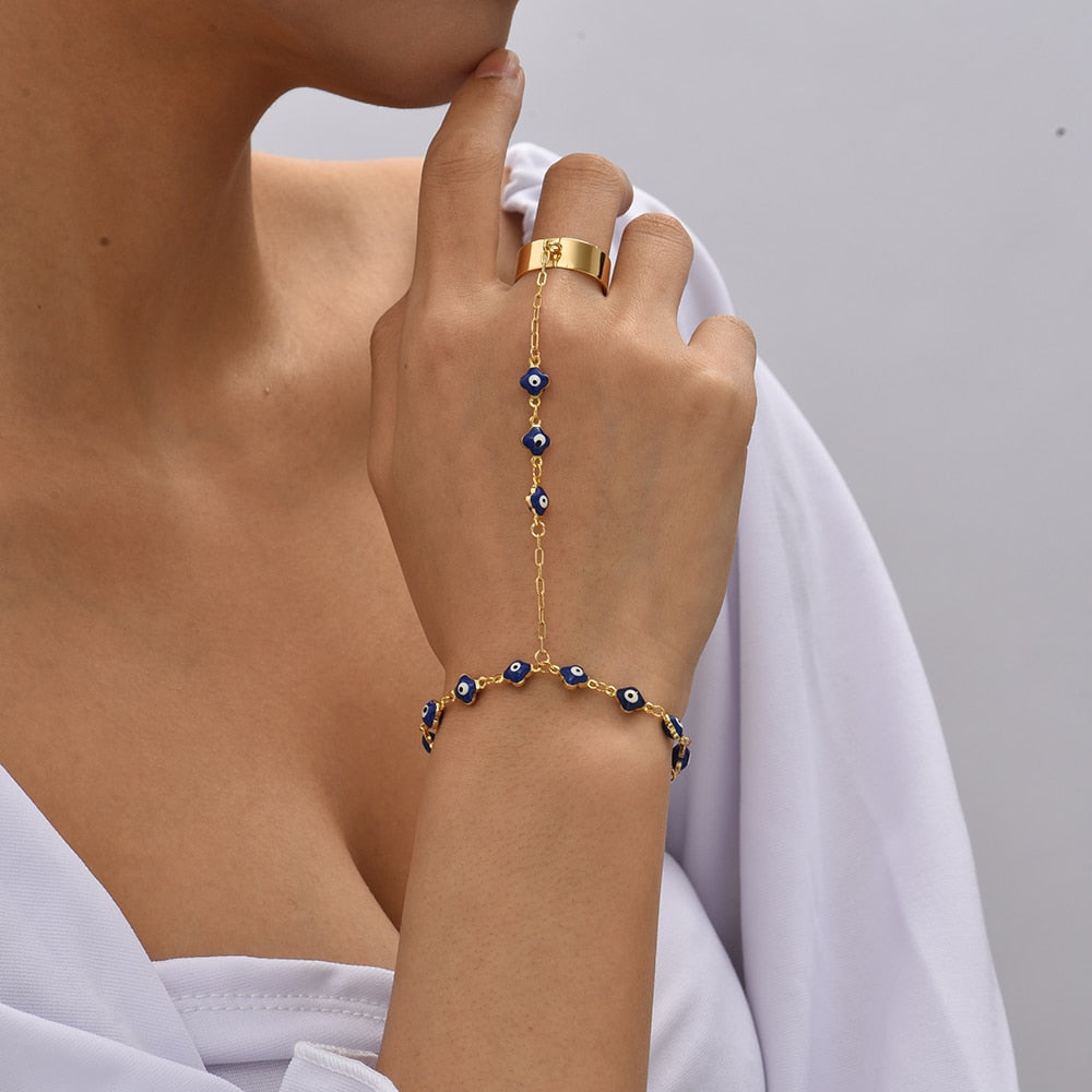 Pearl Chain Bracelet Ring