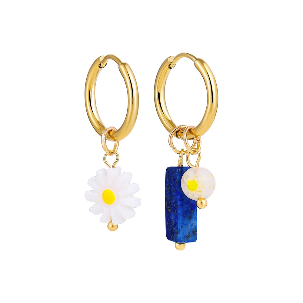 Natural Stone Hoop Earrings