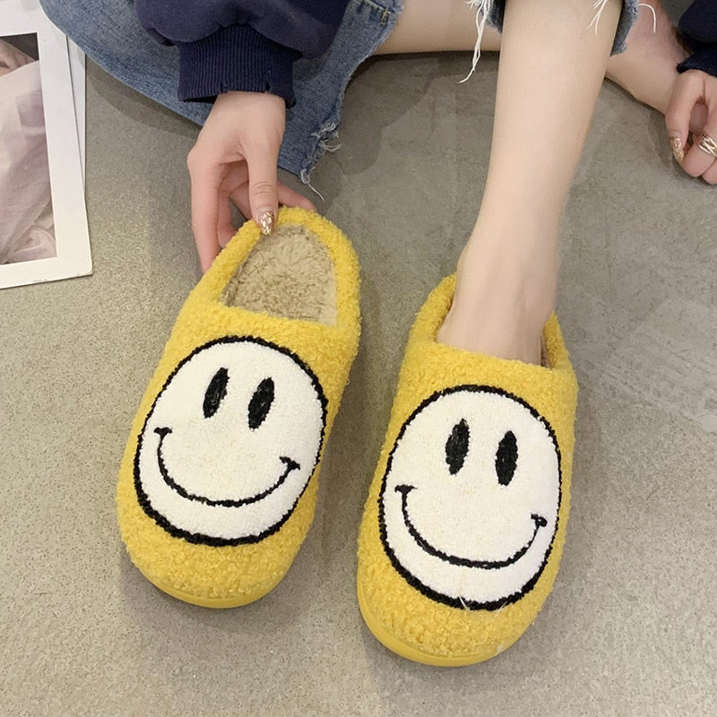 Smiley Face Plush Slippers