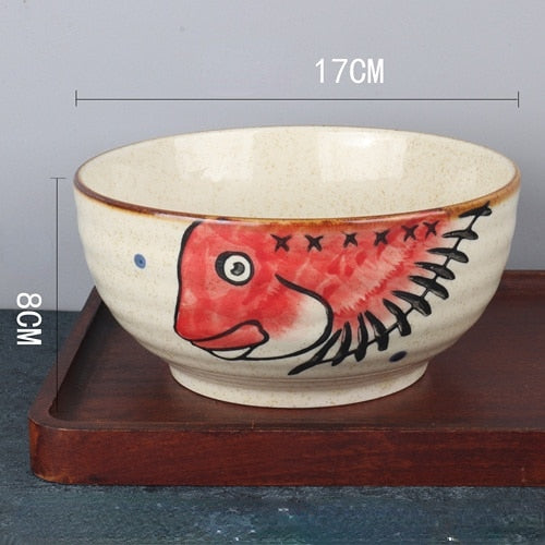 Japanese Hand-Painted 7-inch Ceramic Ramen Bowl