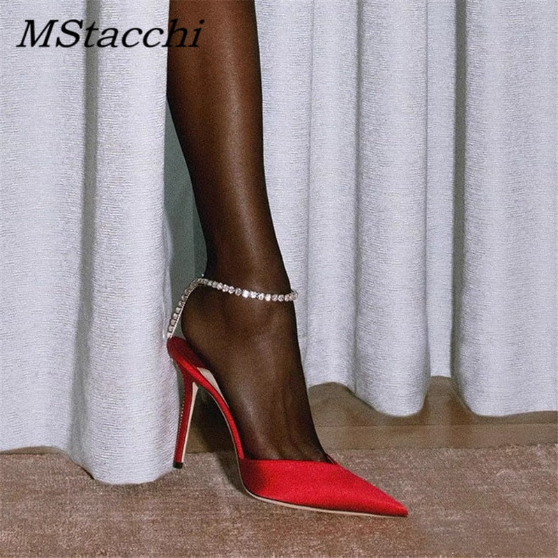Rhinestones Chain Pumps Sandals High Heel