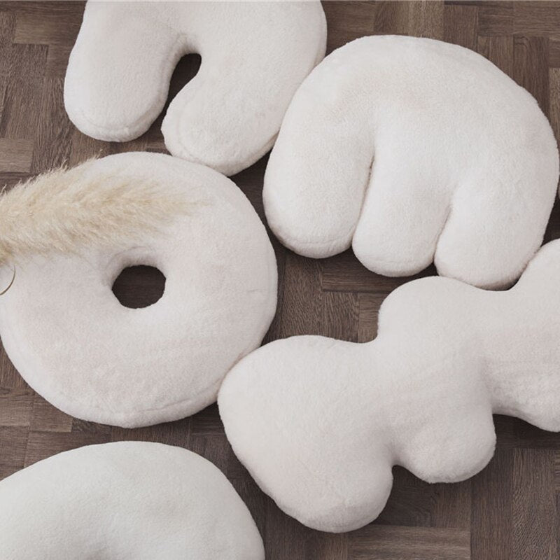 Shape Letter White Plush Pillow
