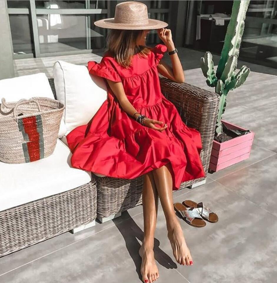 Ruff Casual Midi Dress