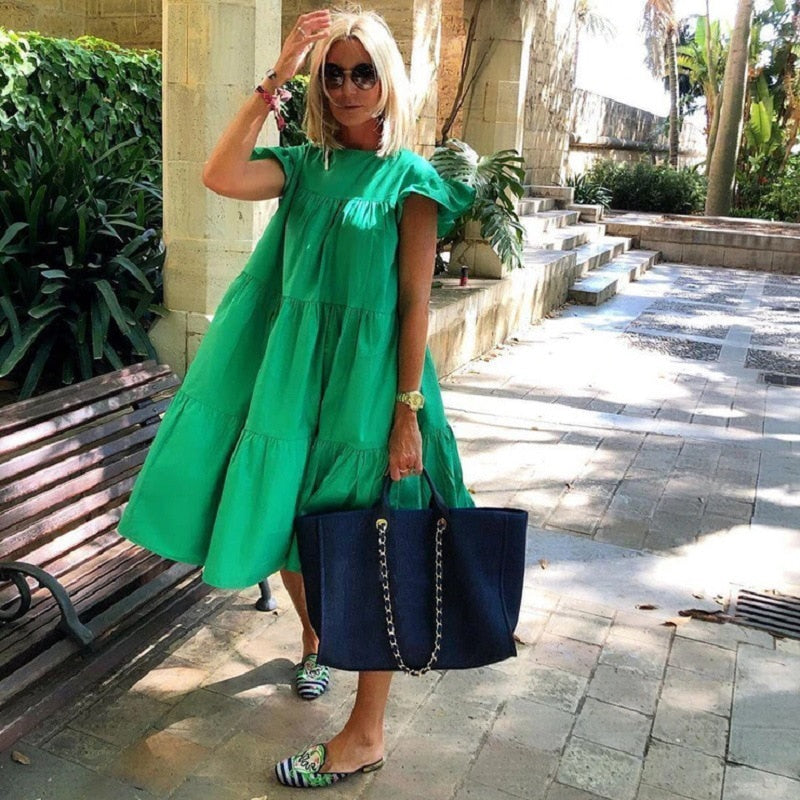 Ruff Casual Midi Dress