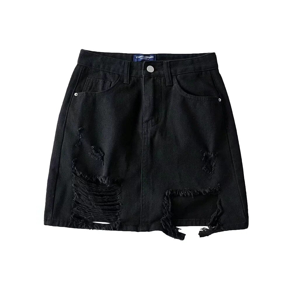 Denim Ripped Skirts