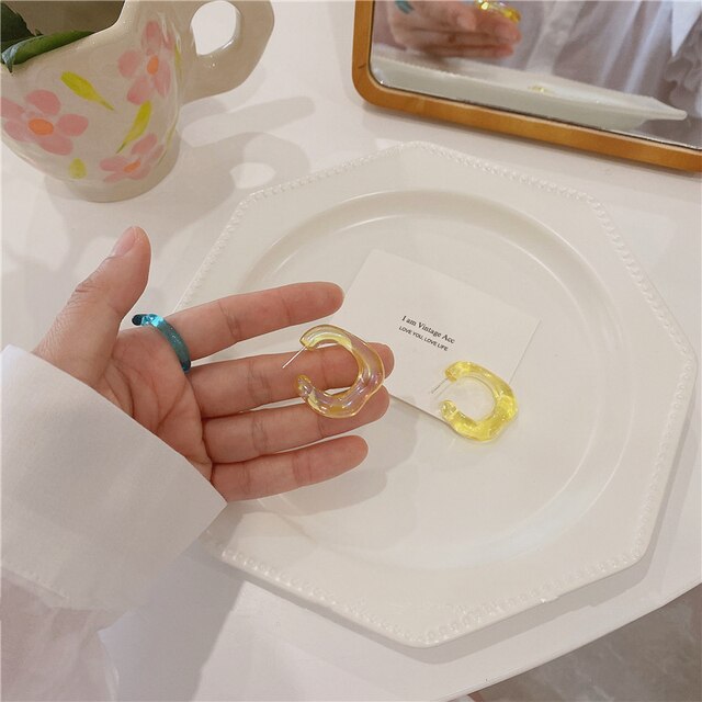 Irregular Colorful Transparent Resin Earrings