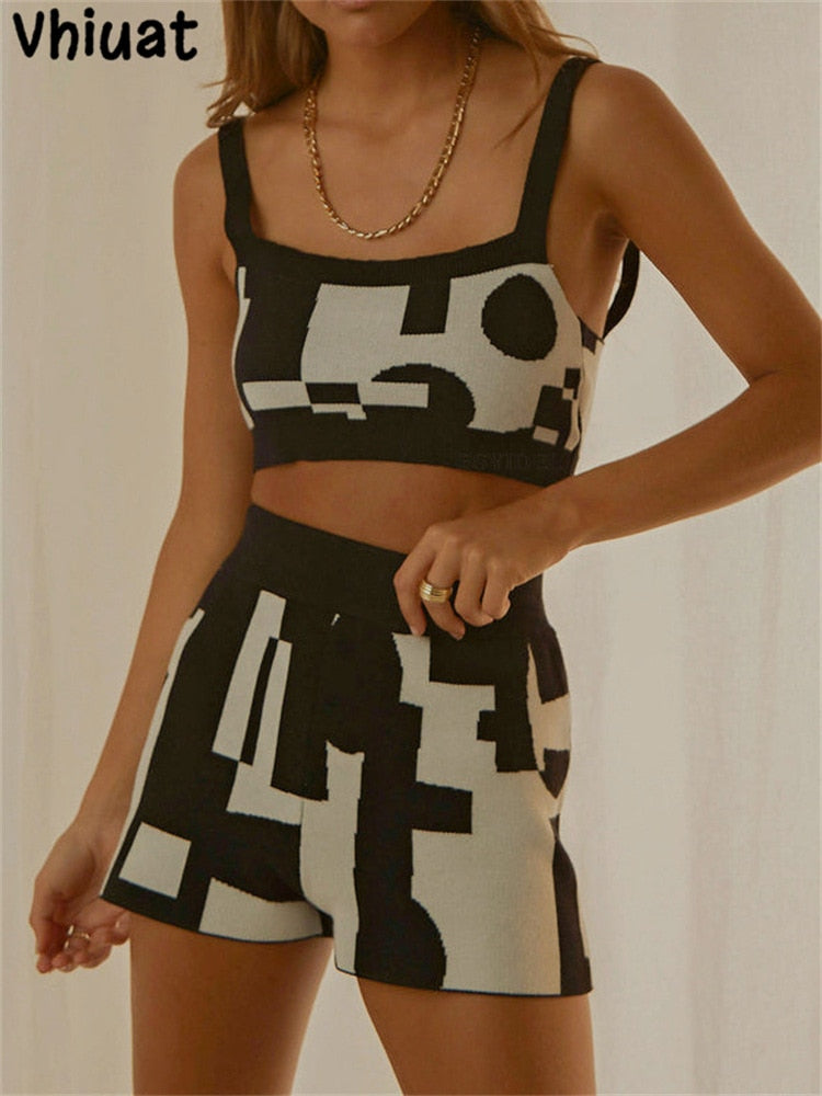 Black Knit Two Piece Sets