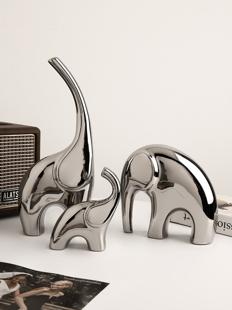 Silver Elephant Craft Statue
