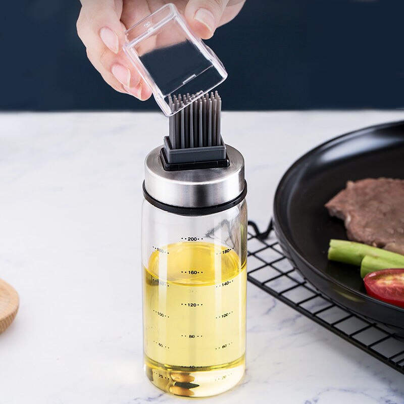Glass Oil Bottle with Silicone Brush