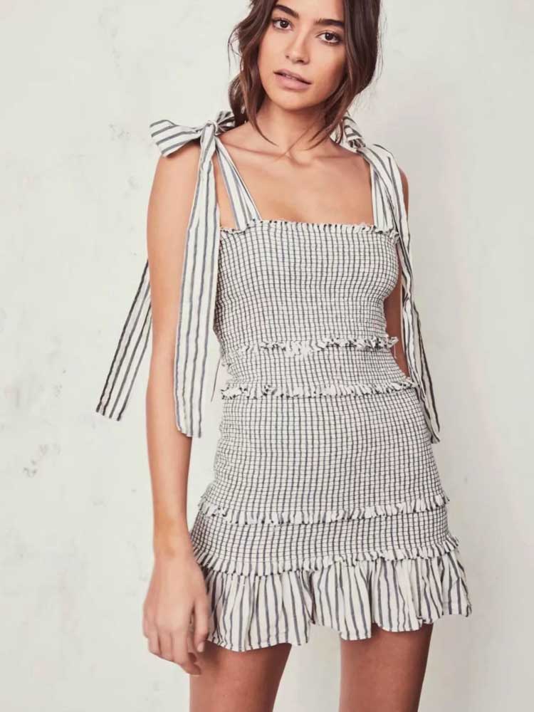 Striped  Bow Tied Dress