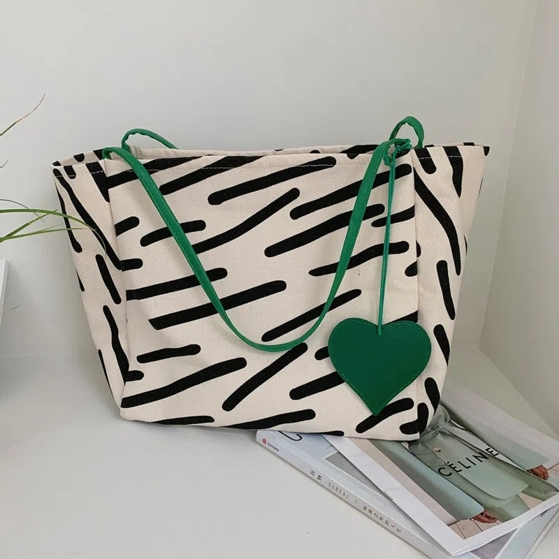 Zebra Stripes Canvas Large Tote Bag