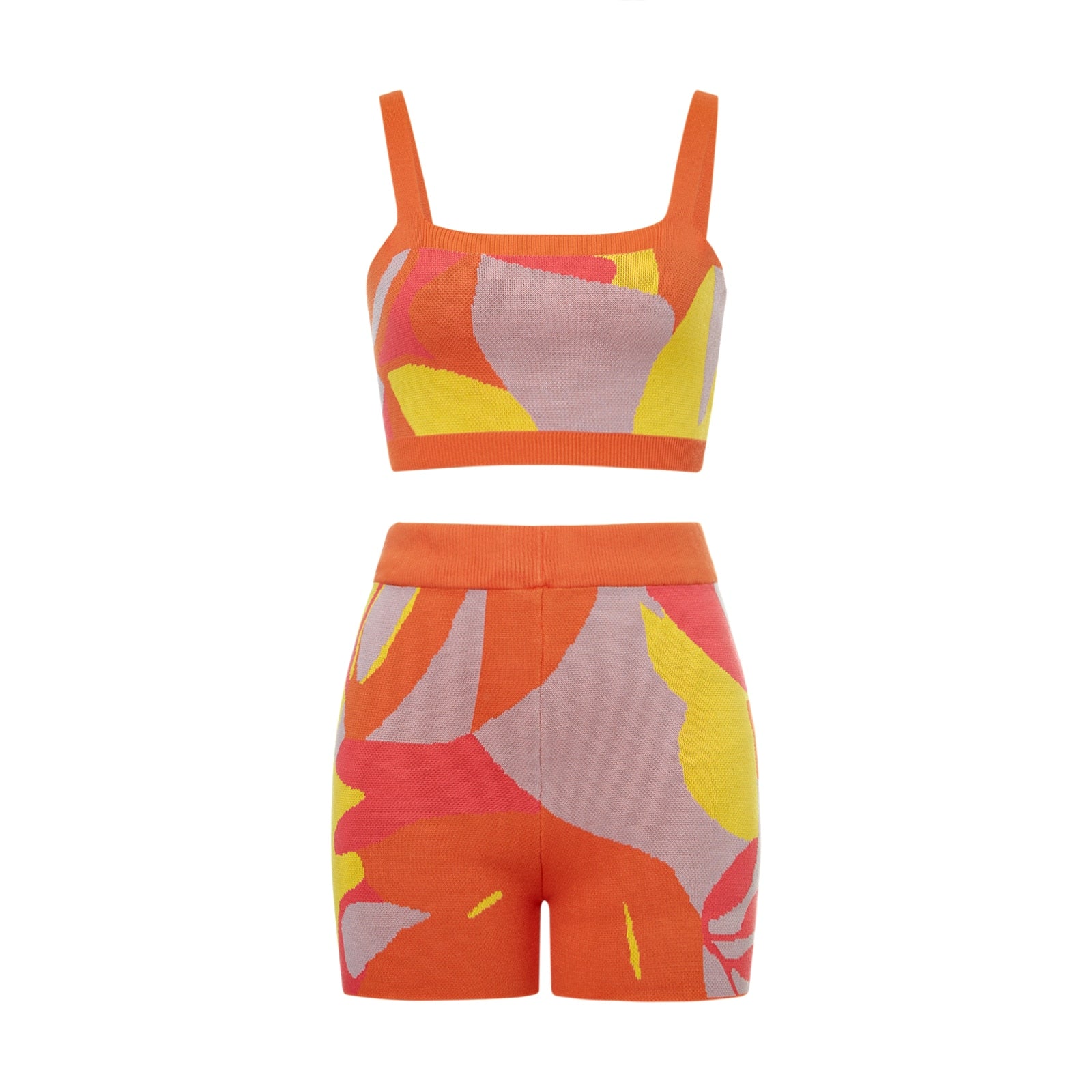 Orange Knit Two Piece Sets