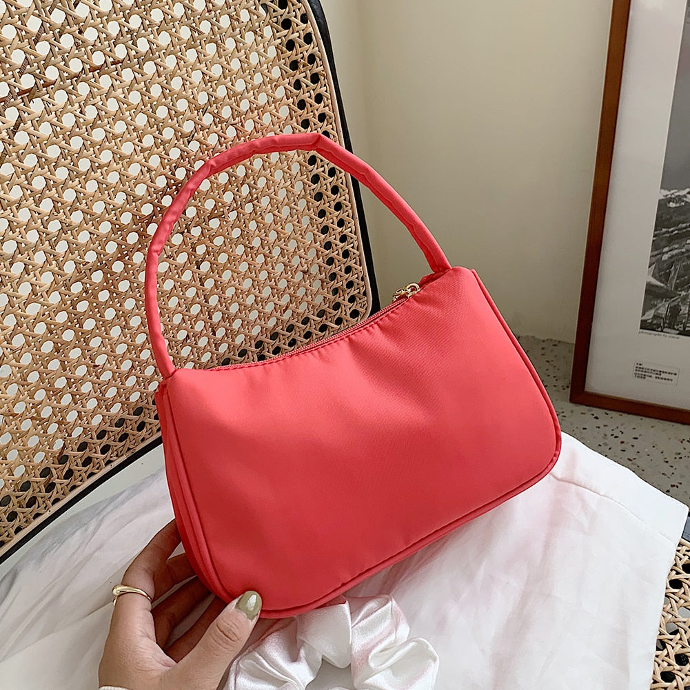 Nylon Solid Color Shoulder Bag