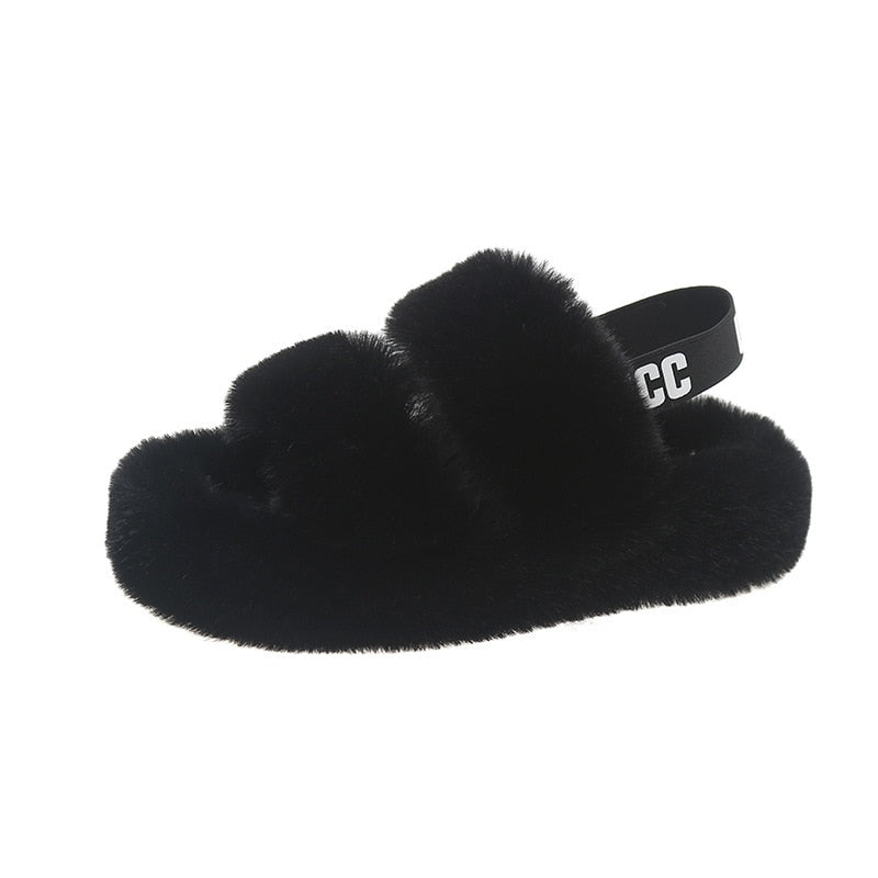 Platform Fur Slippers