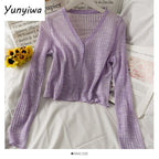 Knitted Cardigans Crop Top