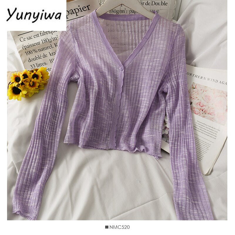 Knitted Cardigans Crop Top