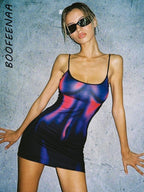 Thermal Print Mini Dress