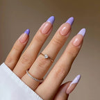 24pcs/Box Purple French Almond Press On Nails