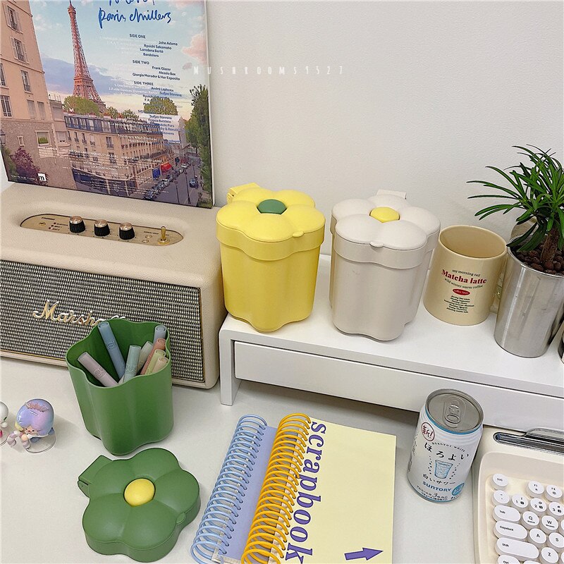 Desktop Small Flower Trash Can