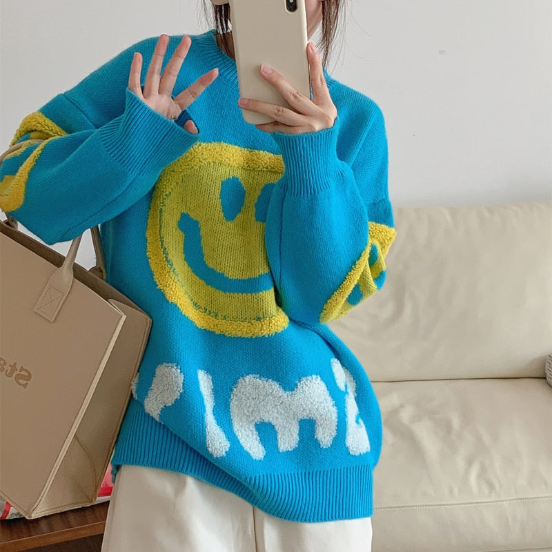 Smiley Face Loose Knit Jumper