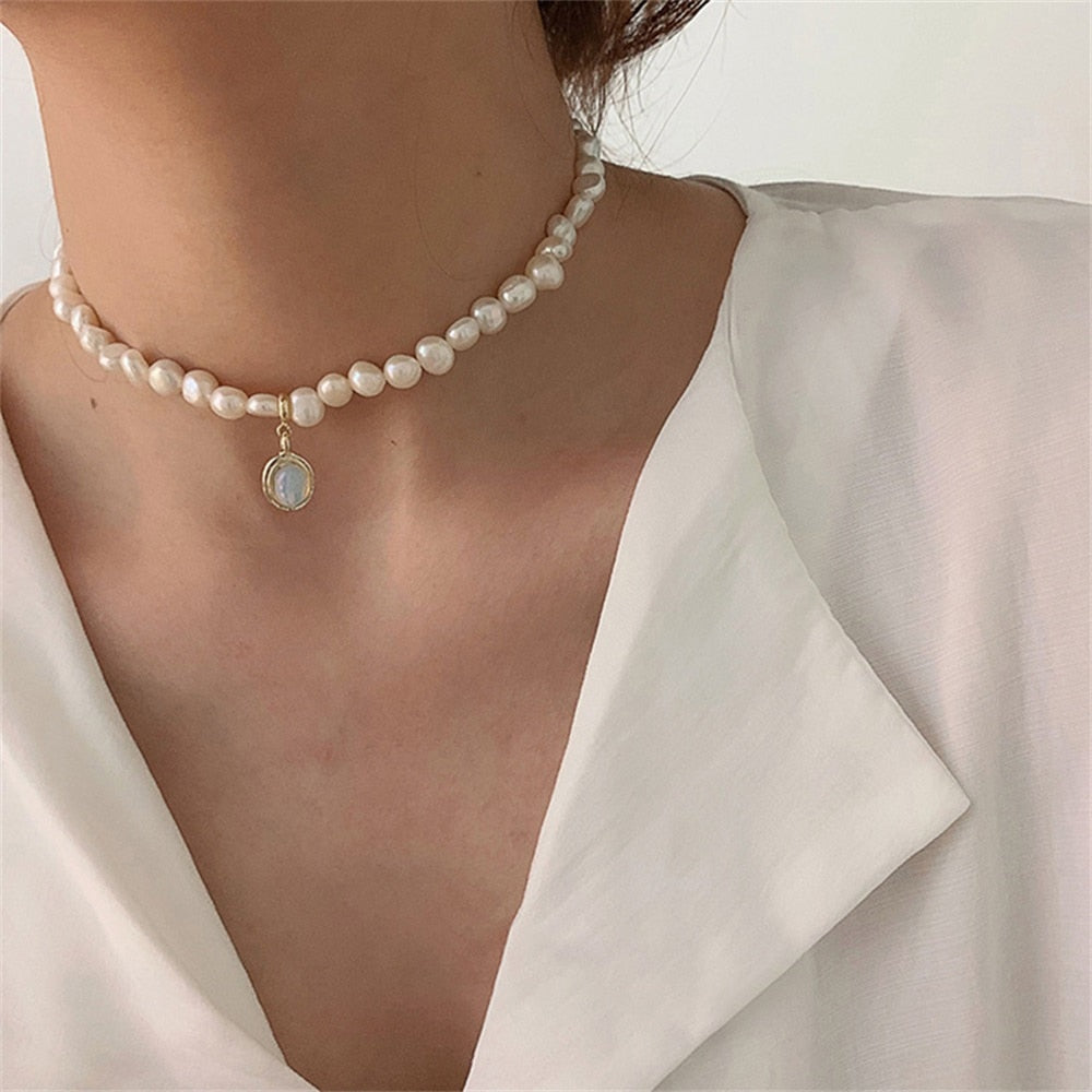 Pearl Chain Choker Necklace
