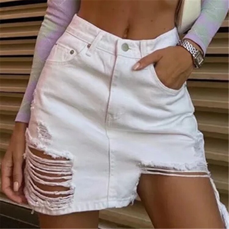 Denim Ripped Skirts