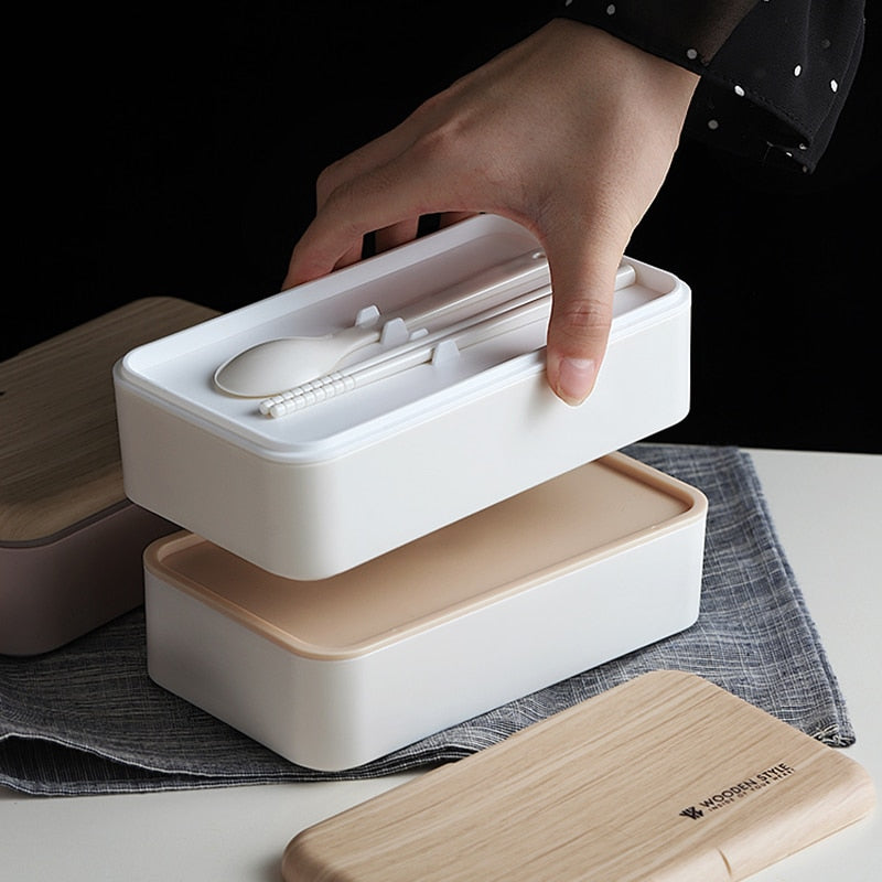 Microwave Double Layer Wooden  Lunch Box
