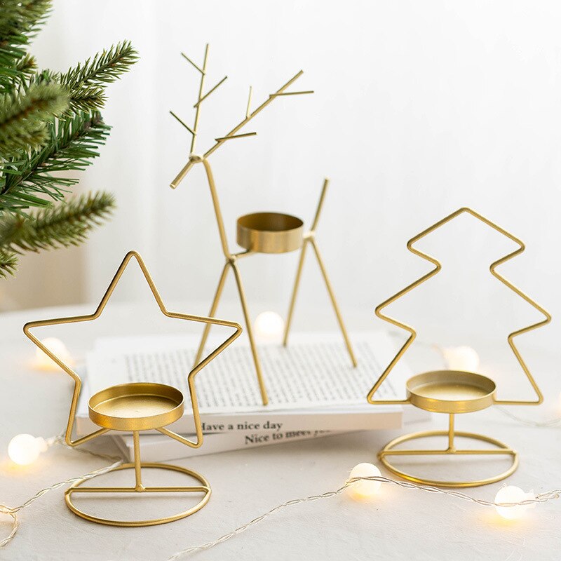 Christmas Gold Candle Holder