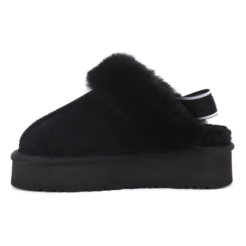 Plush Cotton Platform Slippers