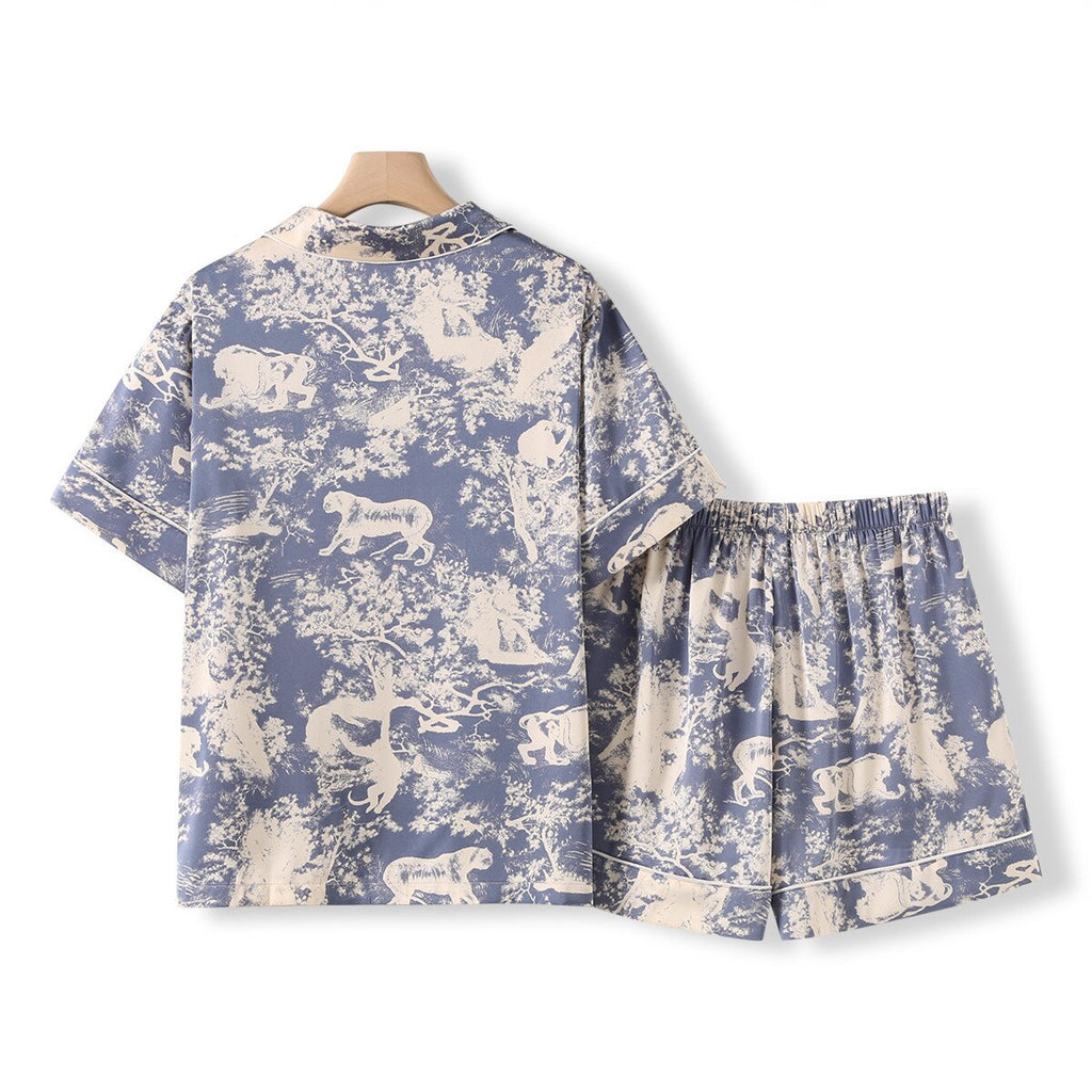 Casual Silk  Two-piece Pajama Set