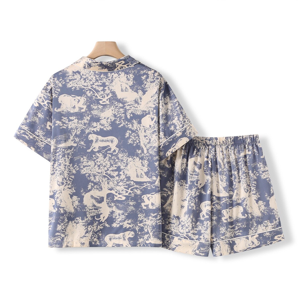 Casual Silk  Two-piece Pajama Set