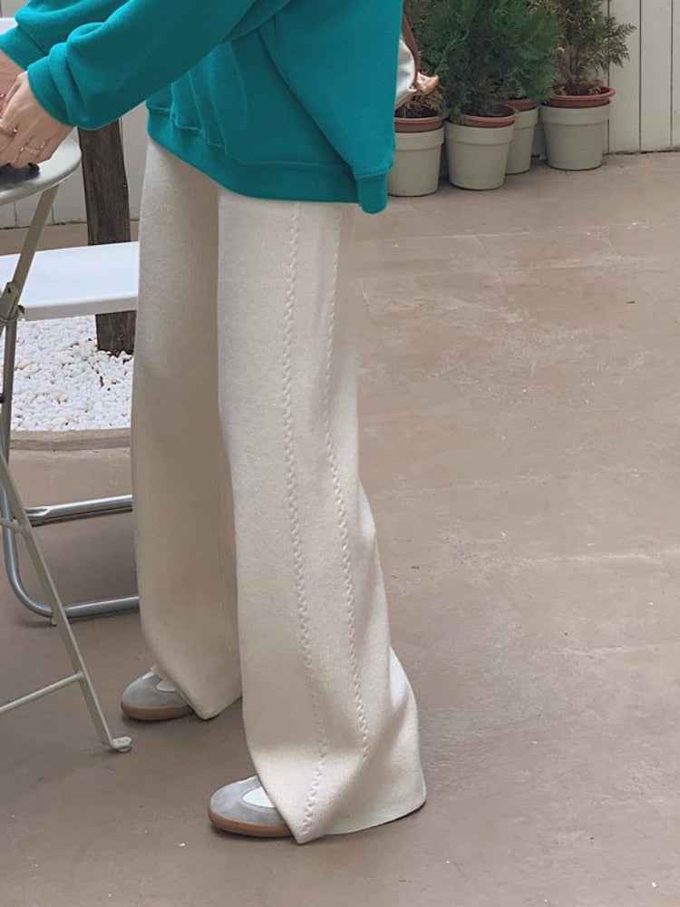 Loose Knitted Wide Leg Pants