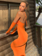 Off Shoulder Halter Maxi Dress