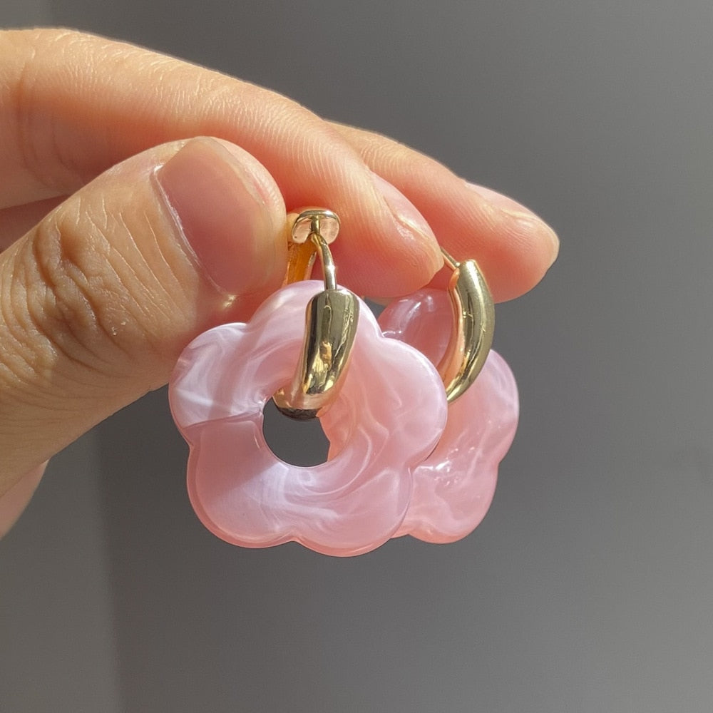Flower Resin Acrylic Earrings