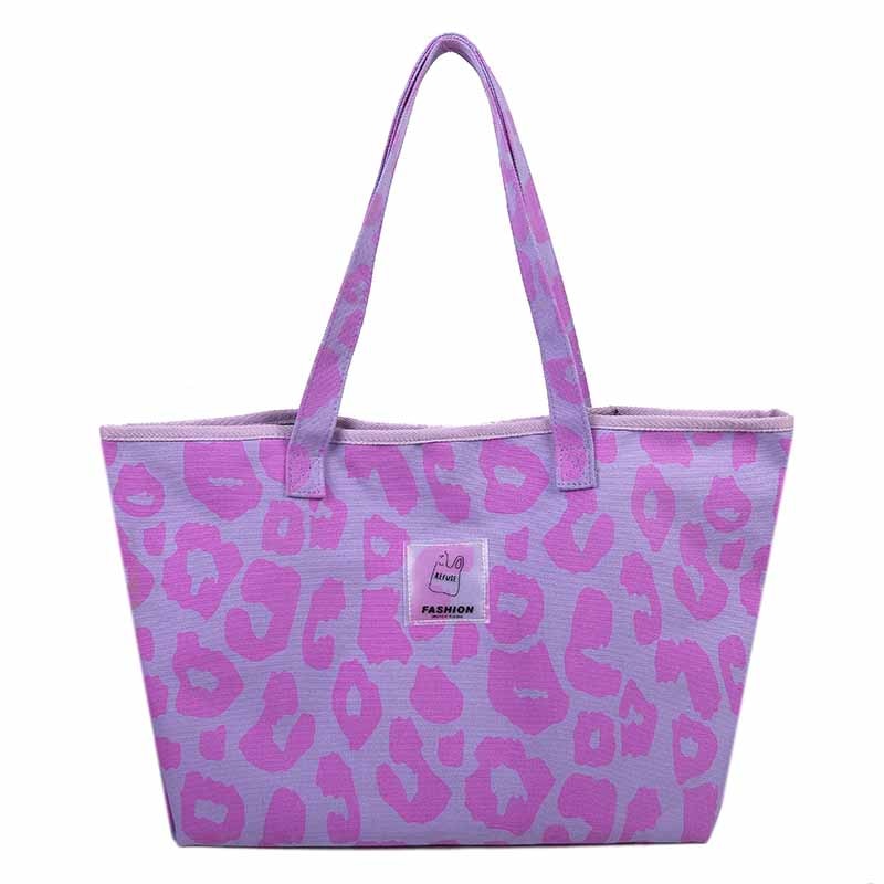 Purple Leopard Canvas Tote Bag